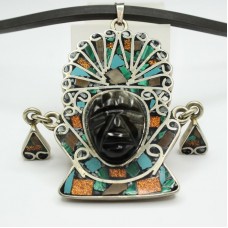 RAR: colier AZTECA WARRIOR. Taxco argint 925. Mexic cca 1950 RAR: colier AZTECA WARRIOR. Taxco argint 925. Mexic cca 1950